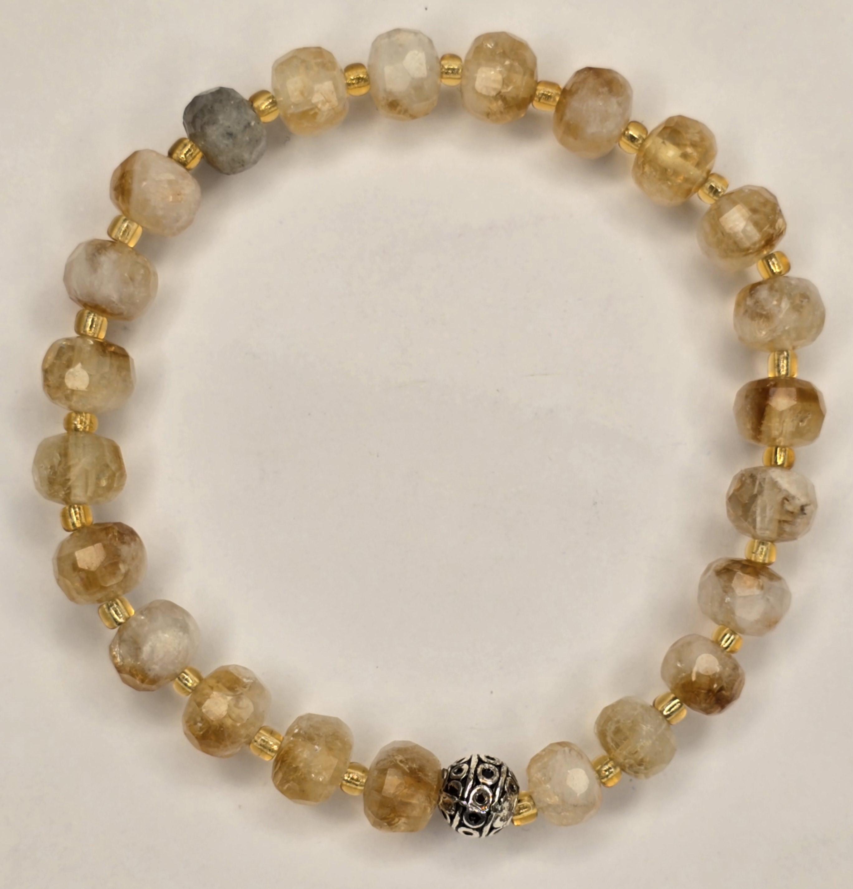 %100 Doğal Sitrin Taş Bileklik