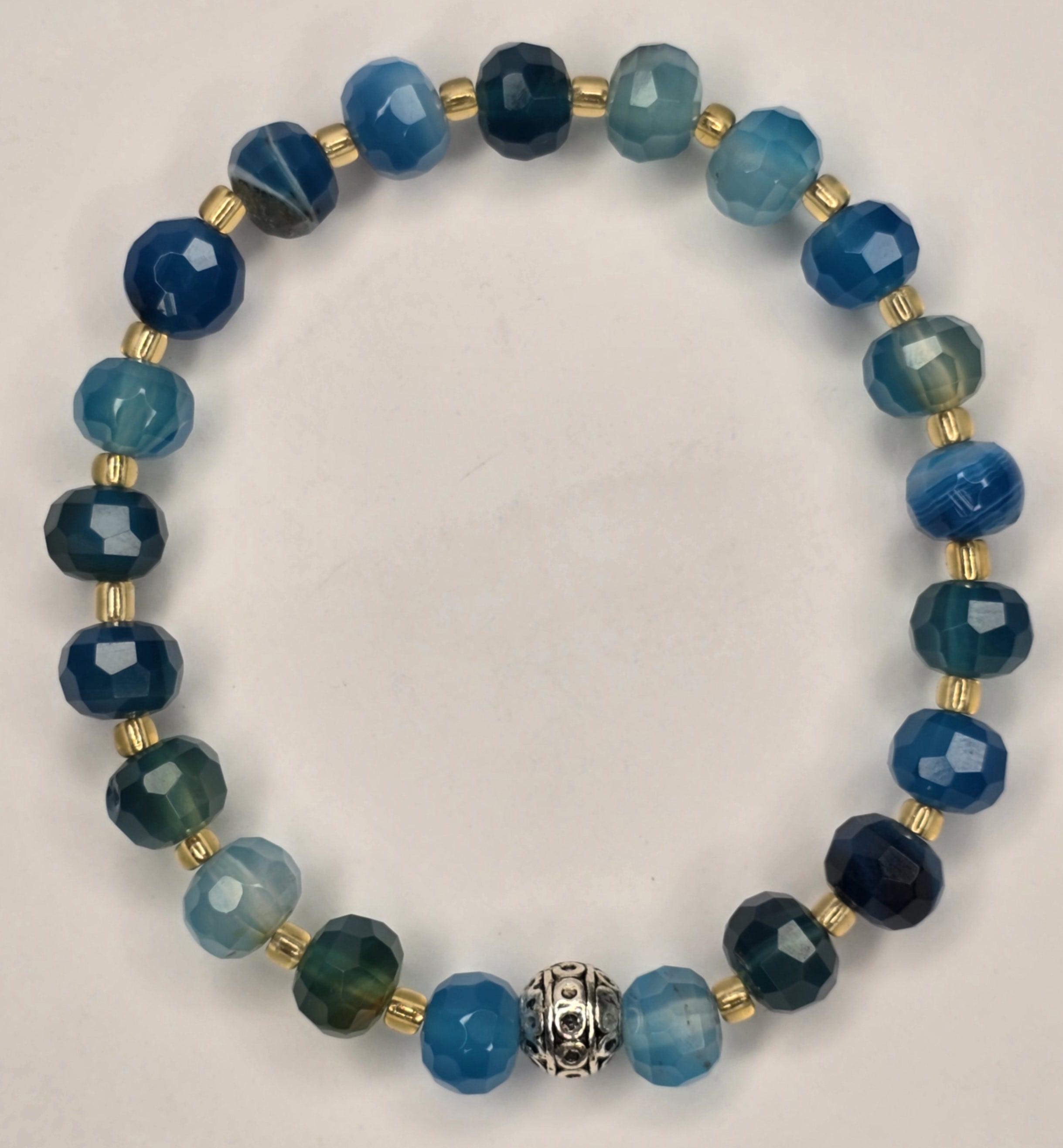 %100 Doğal Mavi  Akik Taş  Bileklik