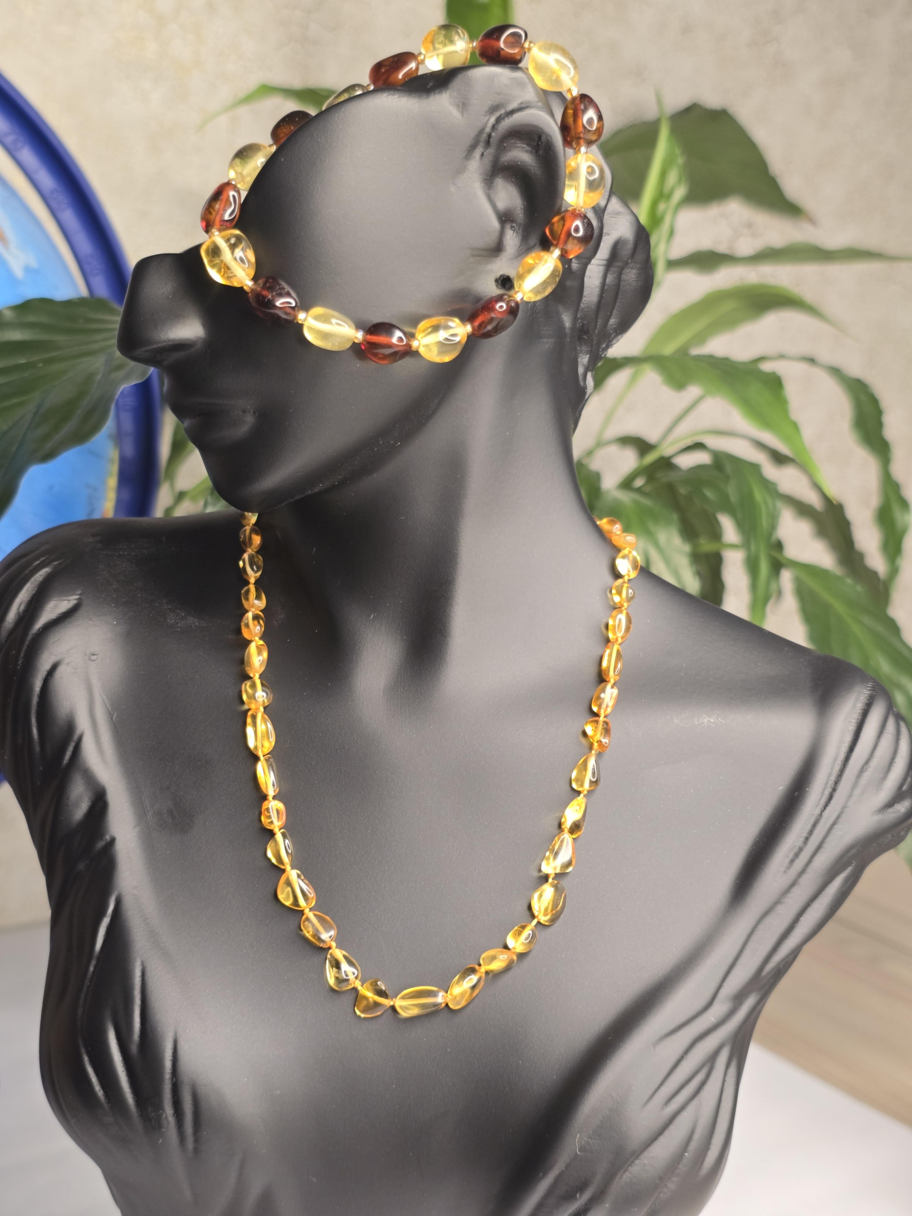 %100 Damla Kehribar Kolye VE Bileklik