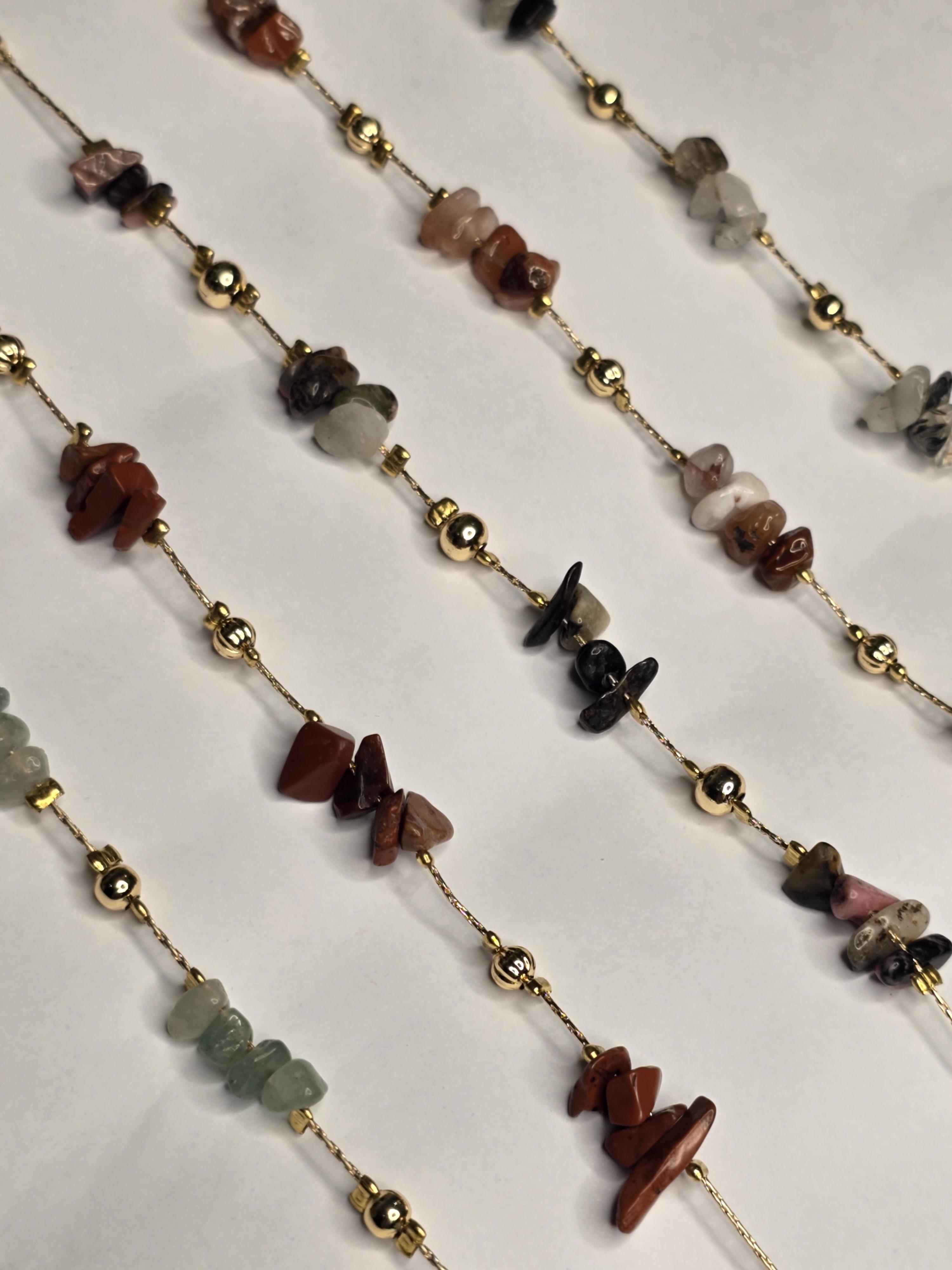 Doğal Taş Akik,Opal,Sitrin Zincirli Bileklikler [Adet]  Boy 17-21 cm arası