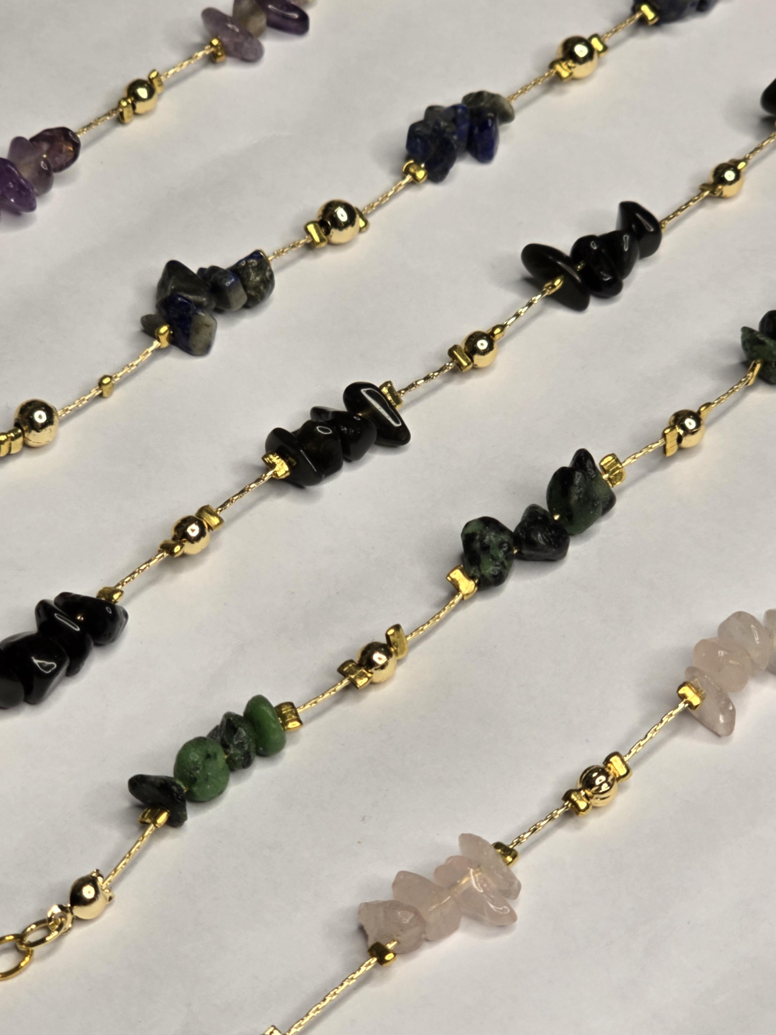 Doğal Taş Quarts Zincirli Bileklik 17-21 cm