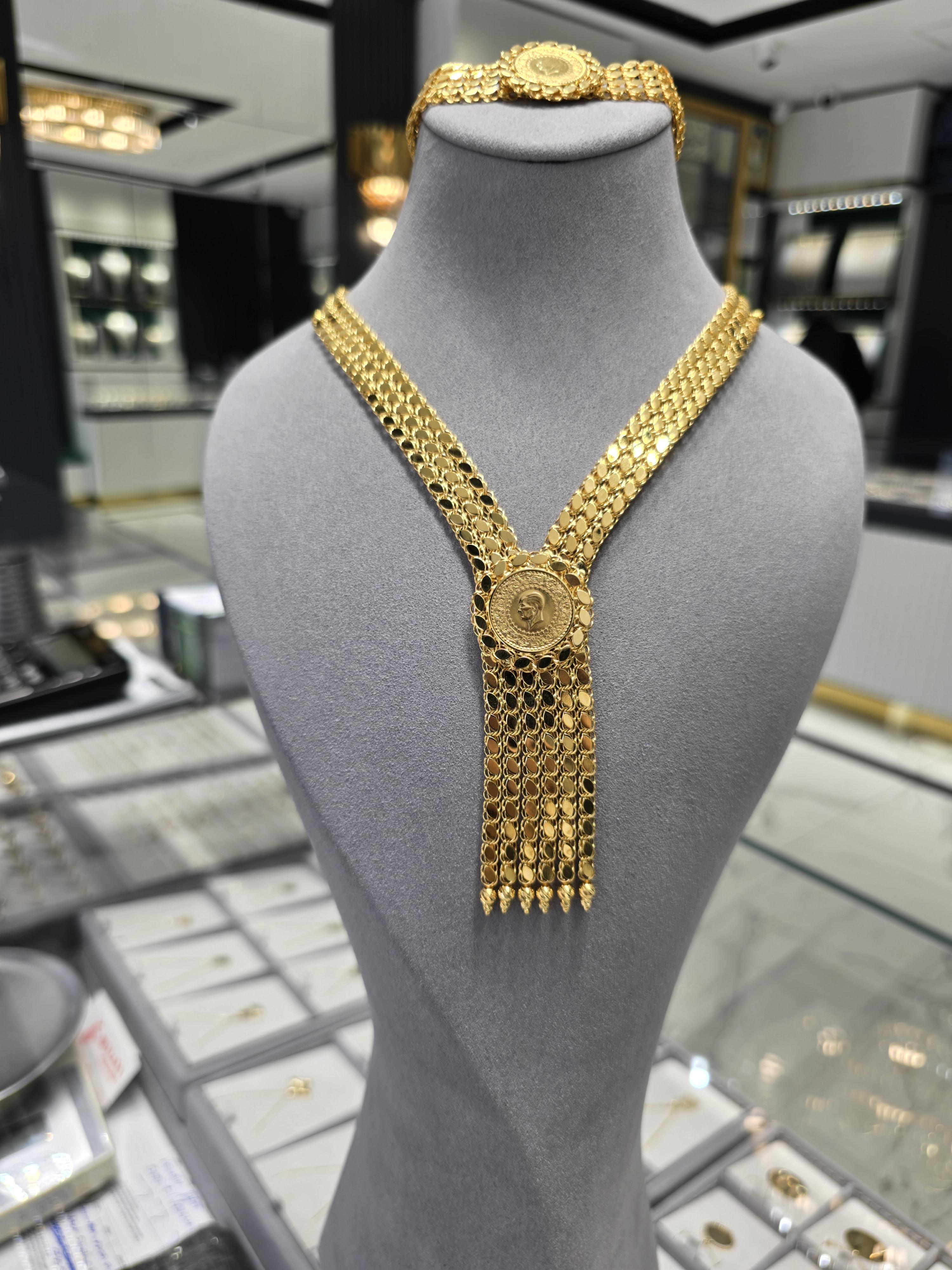 14 Ayar İtalyan Pullu Çeyrek Altınlı Set    47.69 Gram