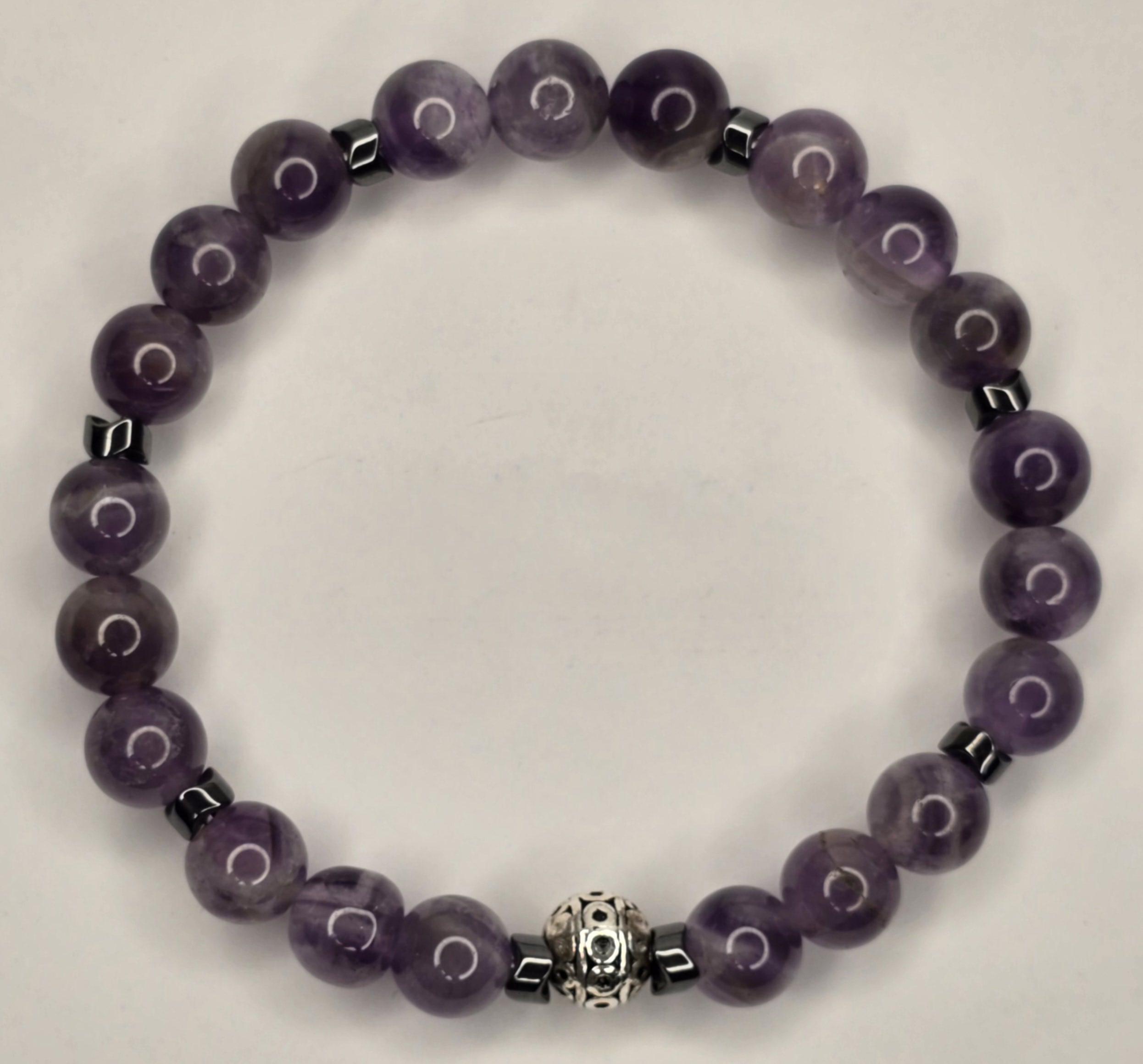 %100 Doğal Taş Ametist Bileklik Klasik Kesim