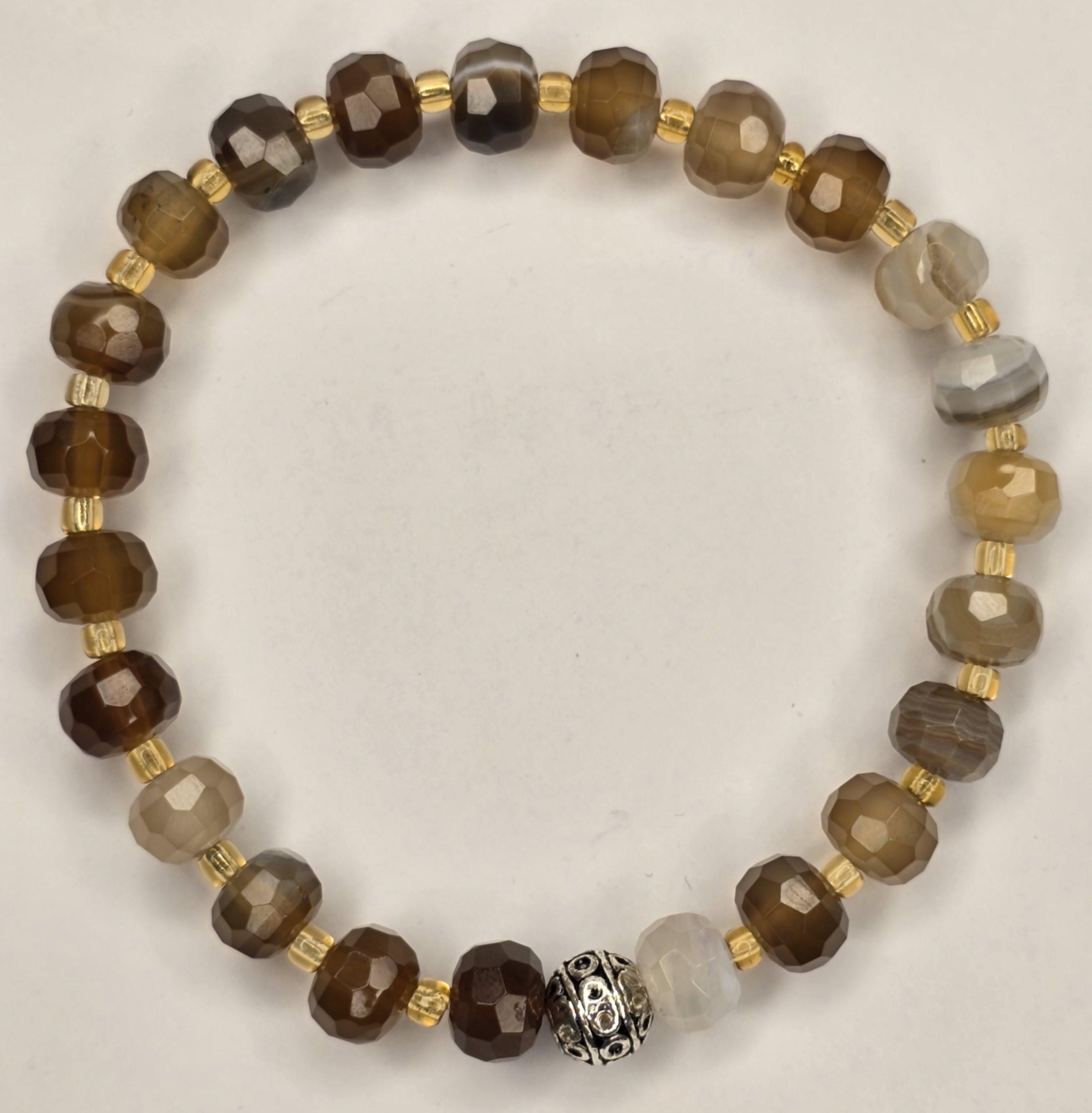 %100 Doğal Kahve Akik  Taşı Bileklik