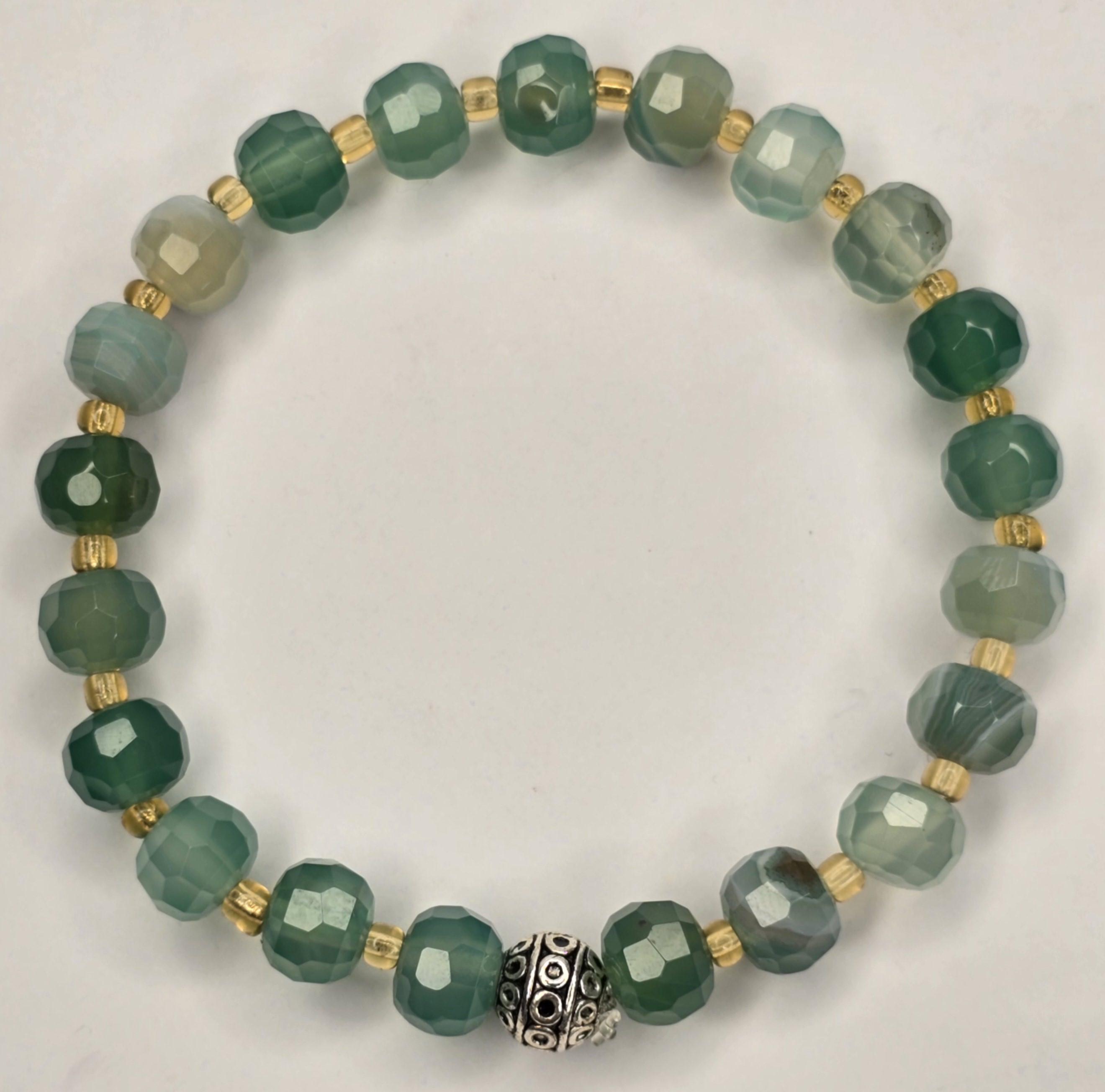 %100 Doğal Yeşil Akik Taşı Bileklik