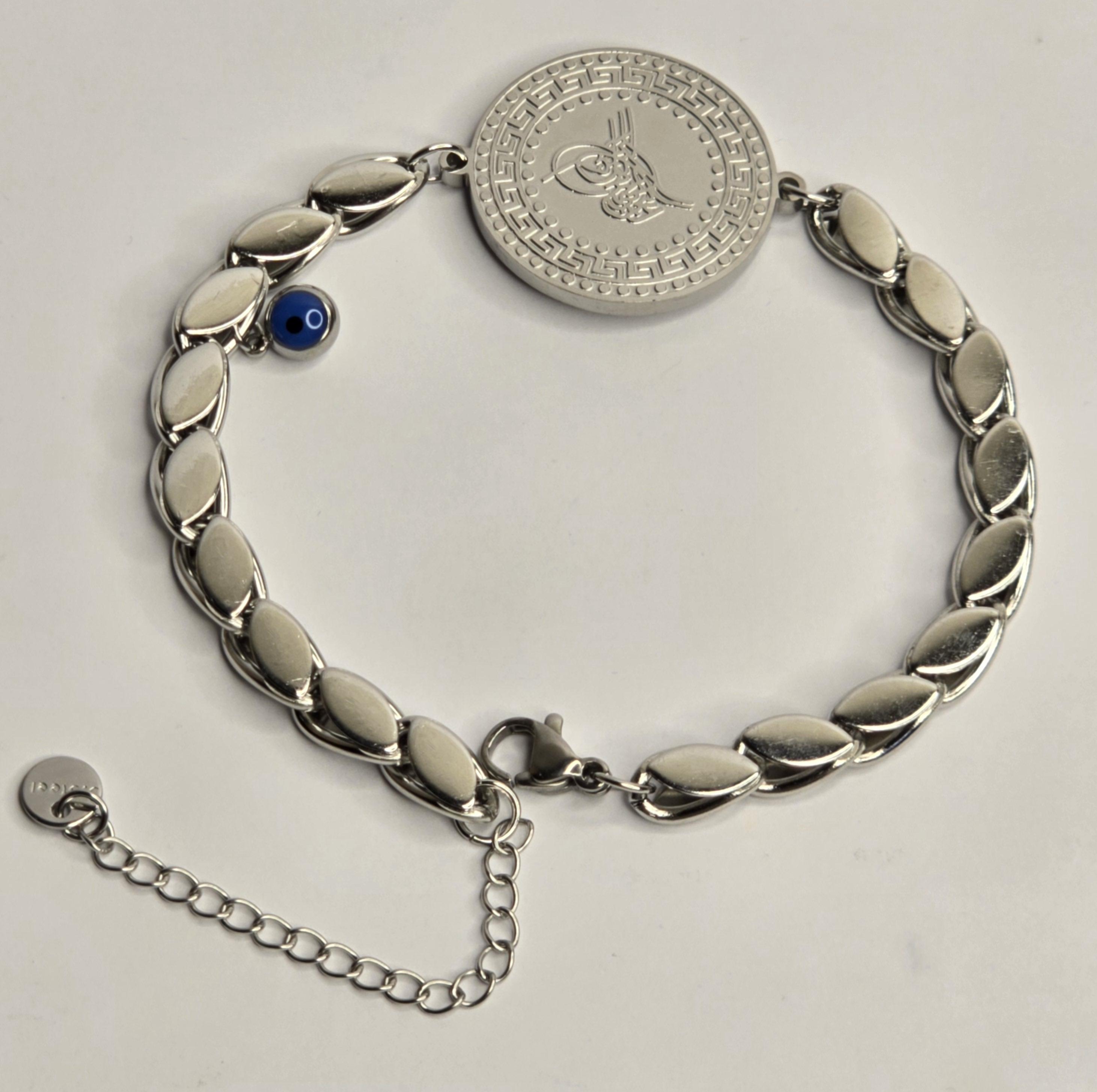 Tuğralı Çelik Pullu Bileklik