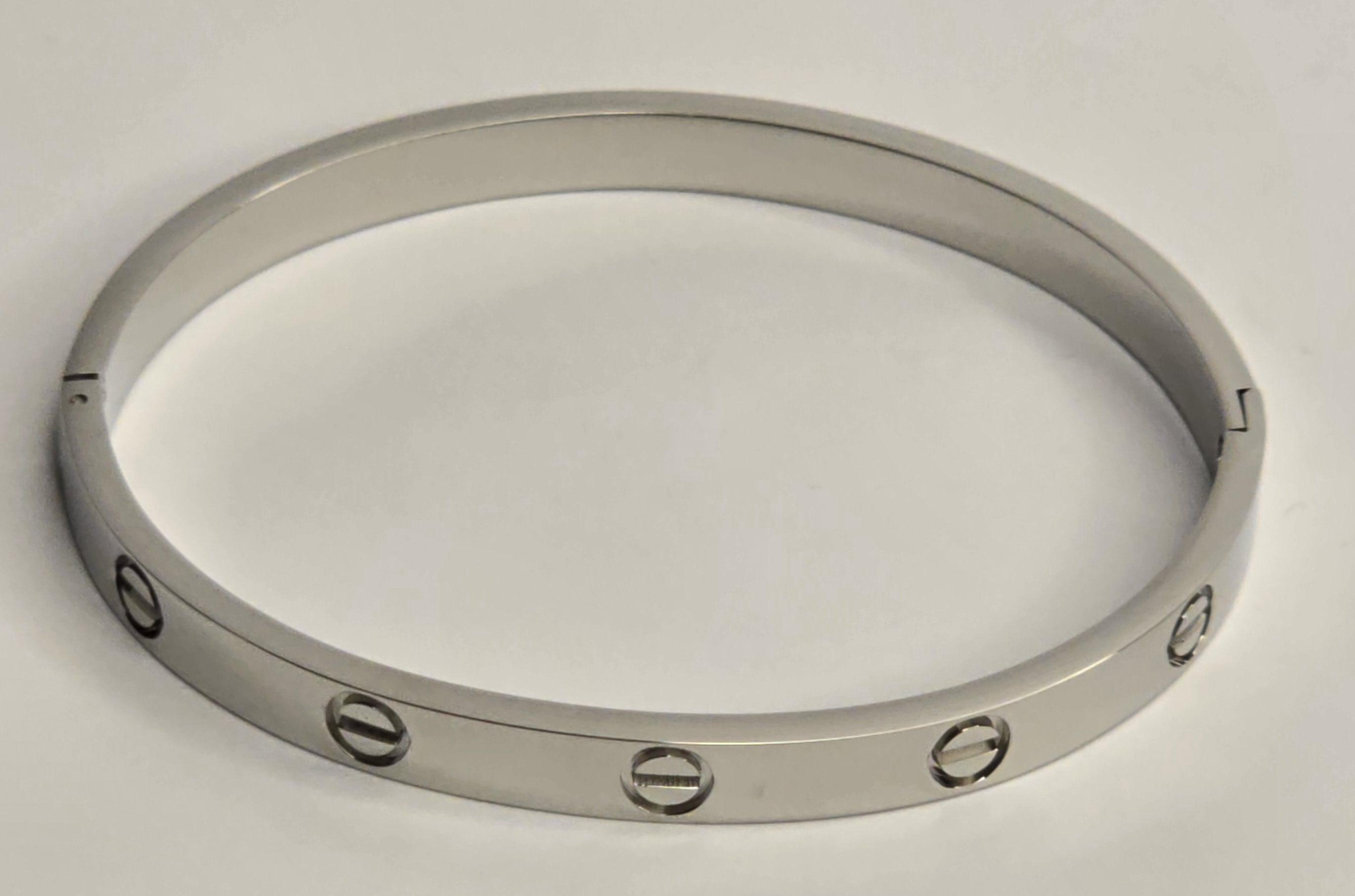 Cartier Çivi Desenli  Çelik Kelepçe