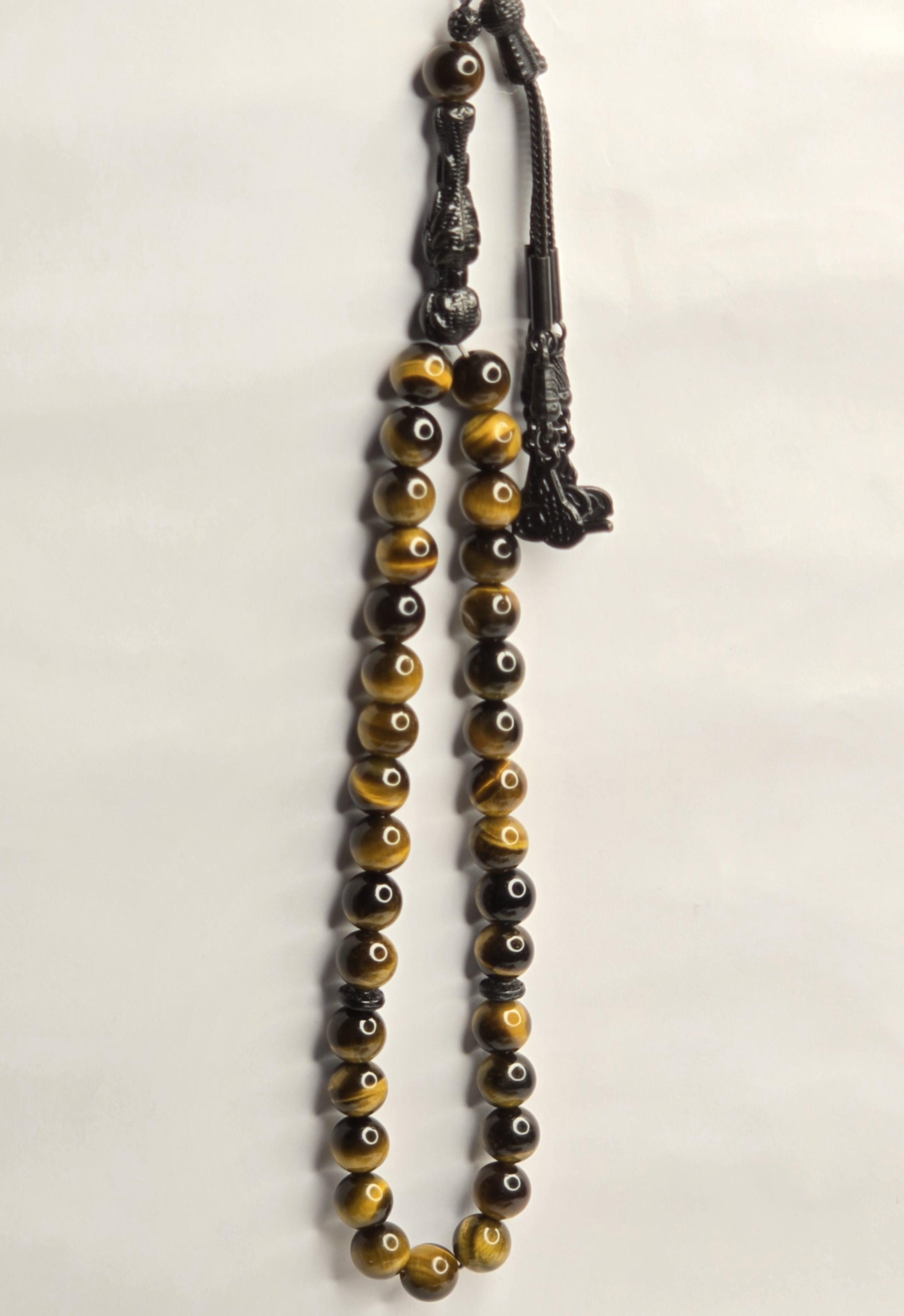 %100 Doğal Taş Kaplan Gözü Tesbih