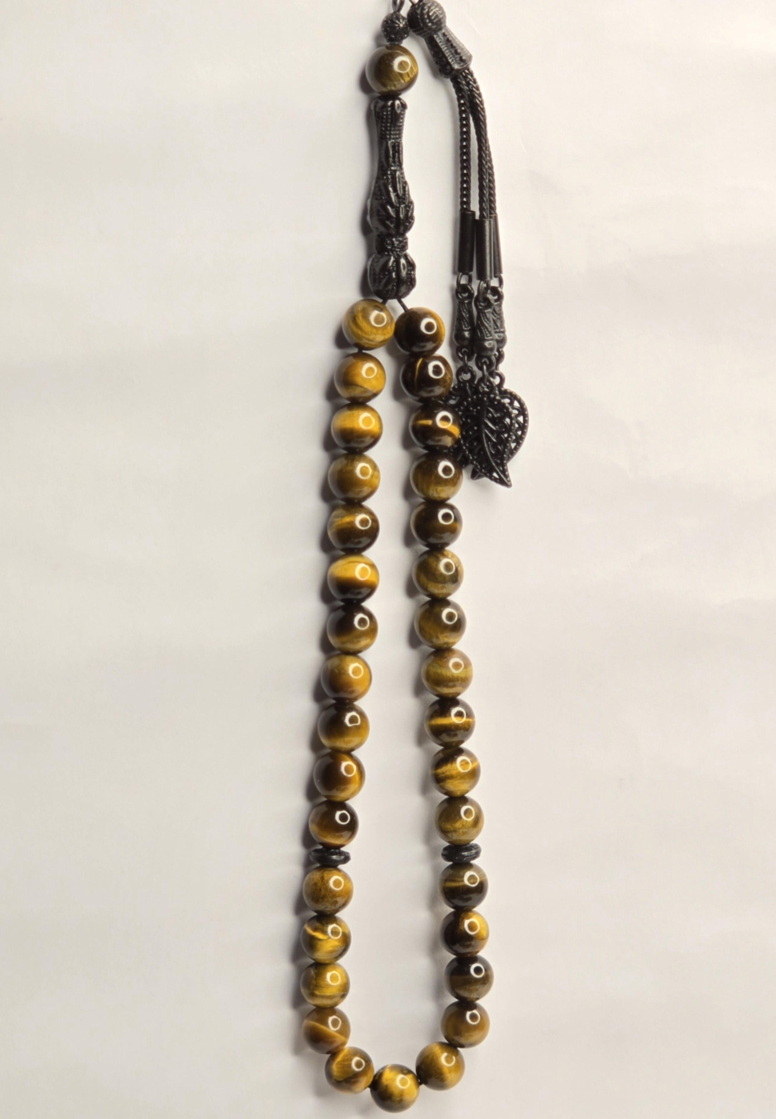 %100 Doğal Taş Kaplan Gözü Tesbih