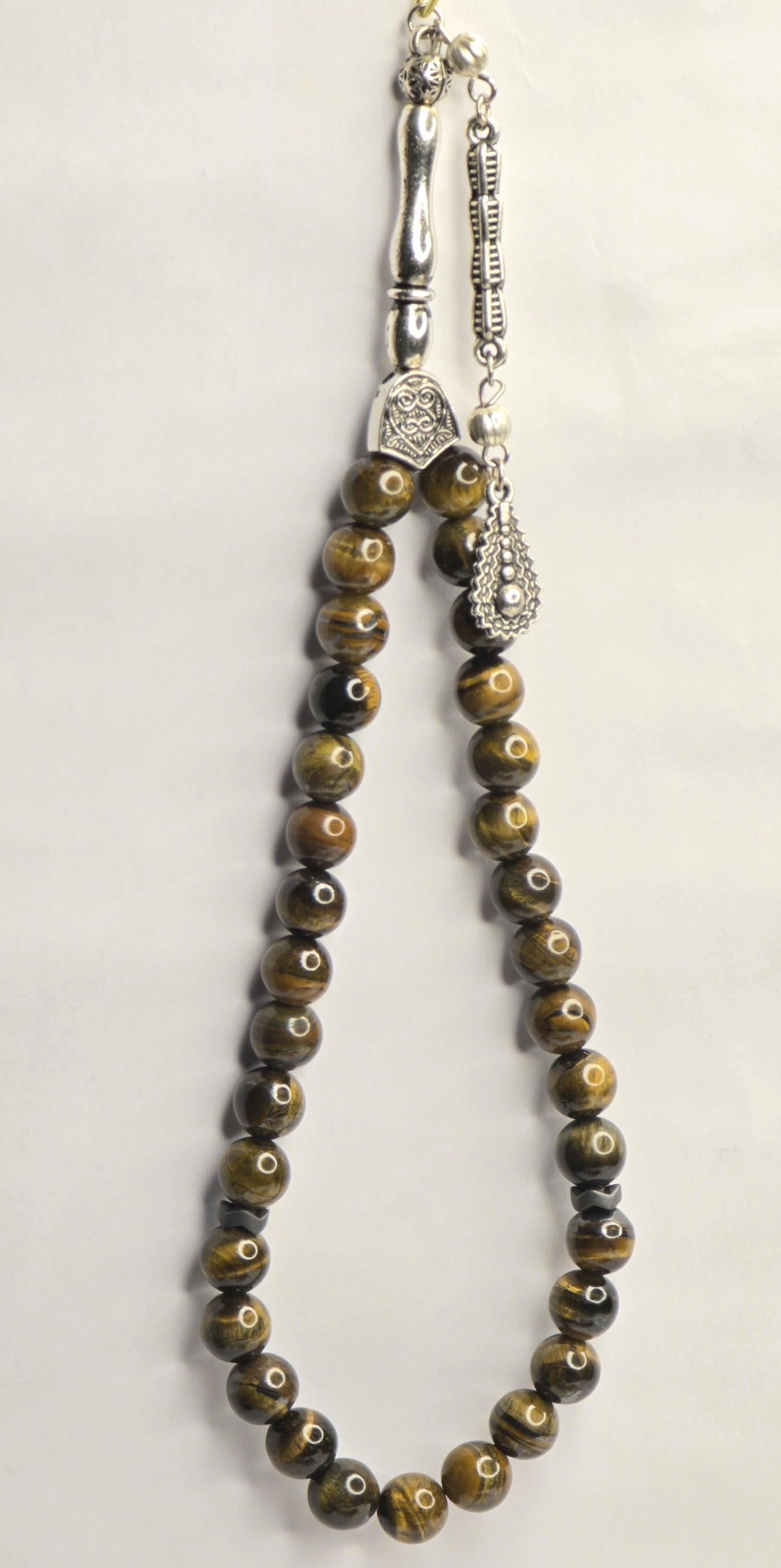 %100 Doğal Taş Kaplan Gözü Tesbih